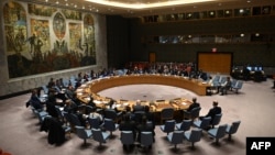 Réunion du Conseil de Sécurité aux Nations unies à New York le 26 février 2020.