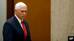 Vice President Mike Pence arrives to speak at the 49th Washington Conference on the Americas, Tuesday, May 7, 2019, at the U.S. State Department in Washington. 