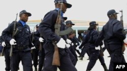 Policiers angolais à l'Académie de police de Benguela le 19 avril 2017. 