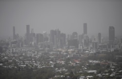 Smoke haze as a result of bushfires blankets central Brisbane, Queensland, Australia, Nov. 9, 2019.
