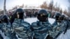 FILE - Police in Yekaterinburg, Russia, block a protest over the jailing of Alexei Navalny, Jan. 23, 2021.