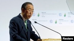 Ban Ki-moon, Le Bourget, France, 30 novembre 2015.