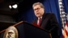 Jaksa Agung AS William Barr memberikan konferensi pers di Washington DC, Kamis (18/4).
