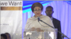 U.N. Deputy Secretary General Amina Mohammed speaks at a regional Sustainable Development forum organized by UNECA in Victoria Falls, Zimbabwe, Feb. 25, 2020. (Columbus Mavhunga/VOA)