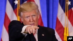 Donald Trump, conférence de presse, le 11 janvier 2017, New York. 