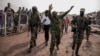 Le porte-parole du M23 Willy Ngoma au Stade de l'Unité lors d'un rassemblement public organisé par le groupe armé.