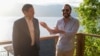 Sekrete d Eta Ameriken Marco Rubio rankontre Prezidan Salavadoryen Nayib Bukele nan rezidans li sou lak Coatepeque, nan peyi Salvado, 3 Fevriye, 2025. 