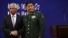 美国国防部长哈格尔与中国国防部长常万全上将在北京联合举行记