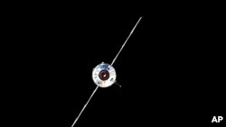 In this photo taken by Russian cosmonaut Oleg Novitsky and provided by Roscosmos Space Agency Press Service, the Nauka module is seen prior to docking with the International Space Station on July 29, 2021.