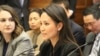 Monovithya Kem, middle, CNRP's deputy director general of public affairs testified at the open hearing on “Cambodia's Descent: Policies to Support Democracy and Human Rights” on Tuesday, December 12, 2017, at the Rayburn House Office Building. (Sreng Leakhena/VOA Khmer)
