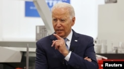 Presiden AS Joe Biden di McHenry County College, Crystal Lake, Illinois, AS, 7 Juli 2021. (REUTERS/Evelyn Hockstein)