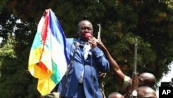 Presiden Republik Afrika Tengah François Bozize berbicara dengan massa di ibukota Bangui (27/12). (Foto: APTN)
