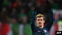 Antoine Griezmann lors du match Atletico Madrid Lokomotiv Moscou, Russie, le 15 mars 2018