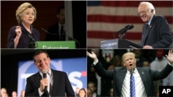  Hillary Clinton, Bernie Sanders, Donald Trump et Ted Cruz.