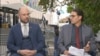 USA, New York, Djordje Radulovic Montenegrin foreign minister and Milan Nesic VOA Serbian journalist