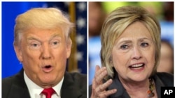 This photo combo of file images shows U.S. presidential candidates Donald Trump, left, and Hillary Clinton.