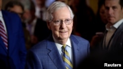 FILE - Senate Minority Leader Mitch McConnell, an 81-year-old from the U.S. state of Kentucky, speaks to the media during the weekly Republican press conference at the U.S. Capitol in Washington, March 7, 2023.
