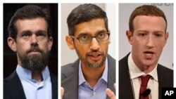 Dari kiri: CEO Twitter, Google, dan Facebook (foto: ilustrasi)