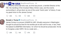 Manchetes Americanas 13 Abril: Trump twittou que ex director do FBI, James Comey é um mentiroso sujo
