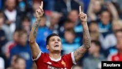 Le Brésilien Philippe Coutinho de Liverpool après un but contre Middlesbrough, le 21 mai 2017.