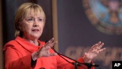 L'ancienne secrétaire d'État Hillary Clinton à l'Université de Georgetown, Washington, 31 mars 2017.