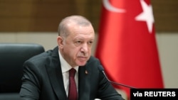 Turkish President Tayyip Erdogan speaks during a news conference in Istanbul, Feb. 3, 2020. 