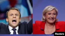 រូប​លោក Emmanuel Macron និង​លោក​ស្រី Le Pen បេក្ខជន​នាំមុខ​ក្នុង​ការ​បោះ​ឆ្នោត​បារាំង​ជុំទីមួយ។