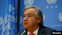 Le secrétaire général de l'ONU Antonio Guterres à New York, 13 septembre 2017.