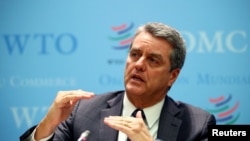 World Trade Organization (WTO) Director-General Roberto Azevedo speaks at a news conference after a two-day General Council meeting at the WTO headquarters in Geneva, Switzerland, December 10, 2019. REUTERS/Denis Balibouse