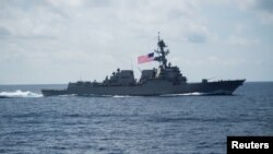 Un navire militaire américain au sud de la mer de Chine, le 11 avril 2017.