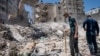 Les décombres d'un bâtiment détruit lors d'une frappe aérienne israélienne sur la ville de Gaza le 27 mai 2021.