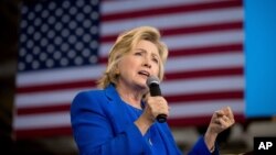 FILE - Democratic presidential candidate Hillary Clinton speaks at a campaign rally in Charlotte, North Carolina, Sept. 8, 2016. 