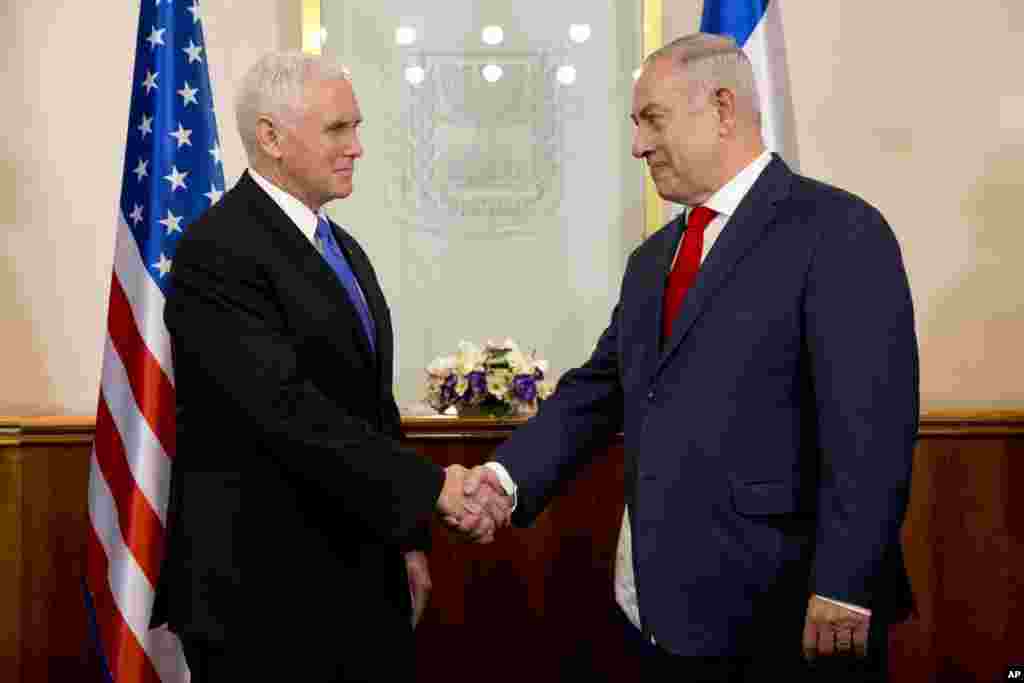 Mataimakin shugaban kasar Amurka Mike Pence ya gana da Firayim Ministan Isra'ila Benjamin Netanyahu a birnin Qudus, ranar Litinin 22 ga watan Janairu, 2018