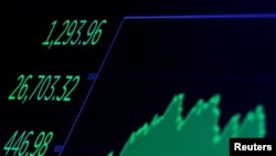 Algunos de los índices de Wall Street volvieron a la fluctuación en medio de la pandemia, después de que los inversores están prestando mayor atención a las pujas comerciales entre China y EE.UU. En la imagen, un gráfico de archivo del promedio Dow Jones.