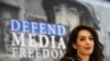 Pengacara HAM internasional, Amal Clooney, menghadiri pertemuan Menteri Luar Negeri G7 di Dinard, Brittany, 5 April 2019.