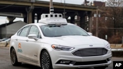 An Argo self-driving car is tested in Pittsburgh, Pennsylvania, Jan. 22, 2018. Argo is a company owned by Ford.