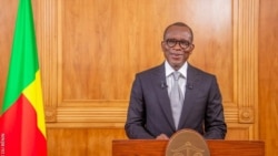 Patrice Talon, lors de son discours à l'occasion des 60 ans d'indépendance, à Cotonou, Bénin, le 1 août 2020. (VOA/Ginette Fleure Adandé)