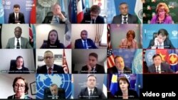 Réunion virtuelle du Conseil de sécurité de l'ONU le 13 avril 2021.