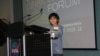 Tanishq Abraham is seen speaking at the NASA Lunar Science Forum at NASA Ames Research Center, Moffett Field, California