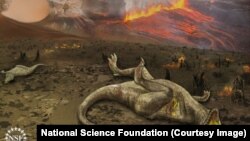 New evidence suggests that volcanic eruptions and an asteroid impact 150,000 years later caused two dramatic spikes in global temperature, which together, doomed the dinosaurs.