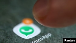 Le logo du réseau de communication WhatsApp, le 15 septembre 2017.