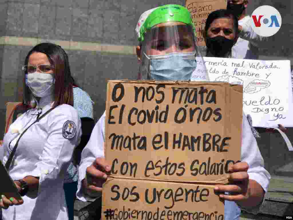 El personal de salud, que incluye a los enfermeros del país, se ha visto fuertemente afectado por la pandemia, reflejado en el porcentaje de mortalidad, según la oposición política. Foto: Álvaro Algarra, VOA.