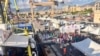 Le navire de sauvetage Aquarius affrété par SOS Méditerranée est arrivé vendredi matin à Palerme (Sicile) avec à son bord 604 migrants, dont 240 mineurs, Sicile, Italie, 13 octobre 2017. (Twitter/@SOSMedItalia) 