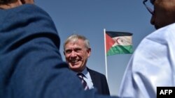 L'envoyé de l'ONU Horst Koehler au camp de réfugiés, au Maroc, le 18 octobre 2017.