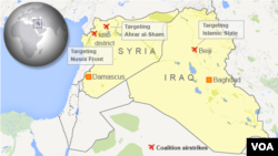 Coalition airstrikes in Iraq and Syria.