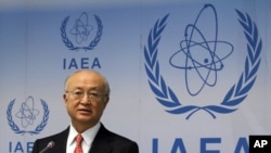 Direktur Badan Energi Atom PBB (IAEA), Yukiya Amano, memberikan keterangan kepada media seusai pertemuan di WIna, Austria, 24 Januari 2014 (Foto: dok).