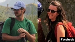 This composite image made from photos on their respective Facebook pages shows U.N. workers Michael Sharp, left, and Zaida Catalan. The two were found murdered in Congo's Kasai region after they went missing March 12, 2017.
