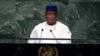 Le président de la Sierra Leone, Julius Maada Bio, s'adresse à la 73e session de l'Assemblée générale des Nations Unies, au siège des Nations Unies, le jeudi 27 septembre 2018