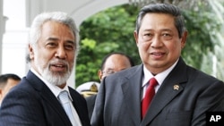 Primeiro-ministro timorense Xanana Gusmao e presidente indonesio Susilo Bambang Yudhoyono