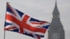 英国伦敦大本钟旁的英国旗帜